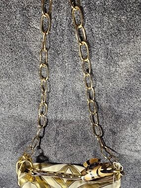 Coach Gold and Brown Chain Strap Crossbody Bag